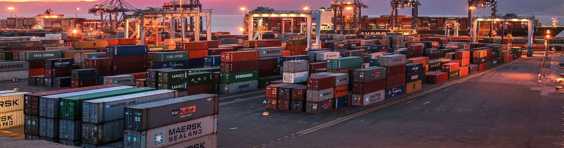Transport and logistics montage of a cargo aircraft, container ship and freight truck